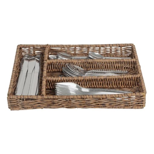 Olympia Polywicker Cutlery Organiser Dark Brown 340x250mm (JA357)