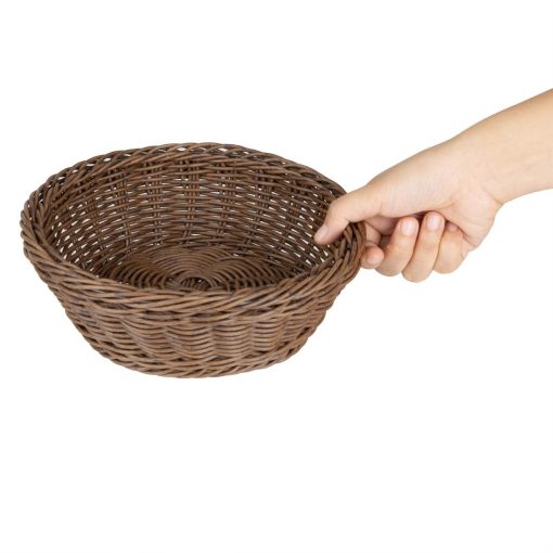 Olympia Polywicker Round Basket Dark Brown 220mm (JA358)