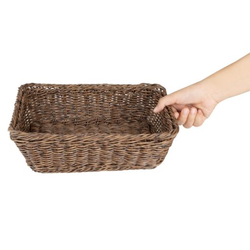 Olympia Polywicker Rectangular Basket Dark Brown 300x230mm (JA360)