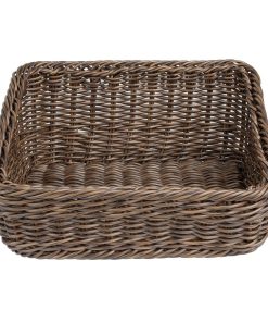 Olympia Polywicker Rectangular Display Basket Dark Brown 360x300mm (JA362)
