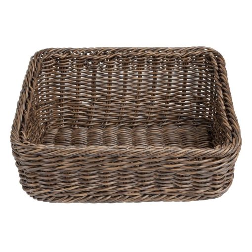 Olympia Polywicker Rectangular Display Basket Dark Brown 360x300mm (JA362)