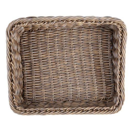 Olympia Polywicker Rectangular Display Basket Dark Brown 360x300mm (JA362)