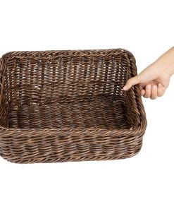 Olympia Polywicker Rectangular Display Basket Dark Brown 360x300mm (JA362)