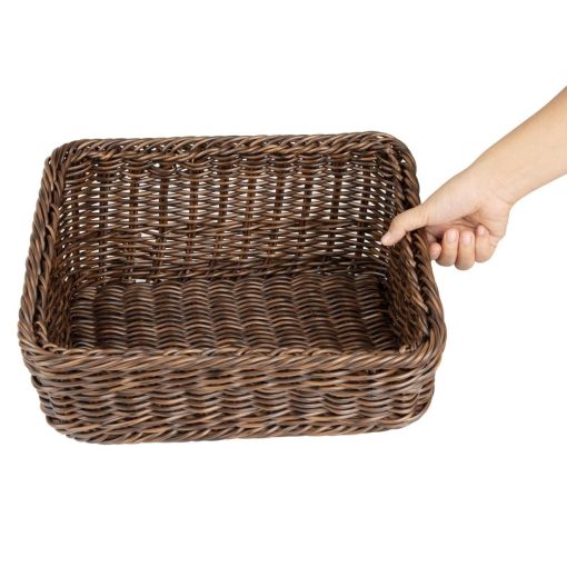 Olympia Polywicker Rectangular Display Basket Dark Brown 360x300mm (JA362)