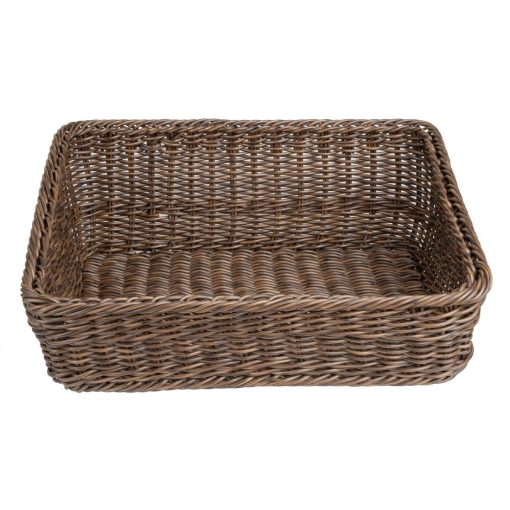 Olympia Polywicker Rectangular Display Basket Dark Brown 525x385mm (JA363)