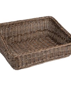 Olympia Polywicker Rectangular Display Basket Dark Brown 525x385mm (JA363)