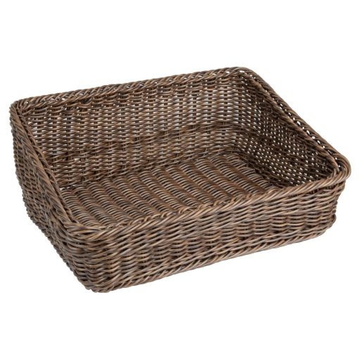 Olympia Polywicker Rectangular Display Basket Dark Brown 525x385mm (JA363)