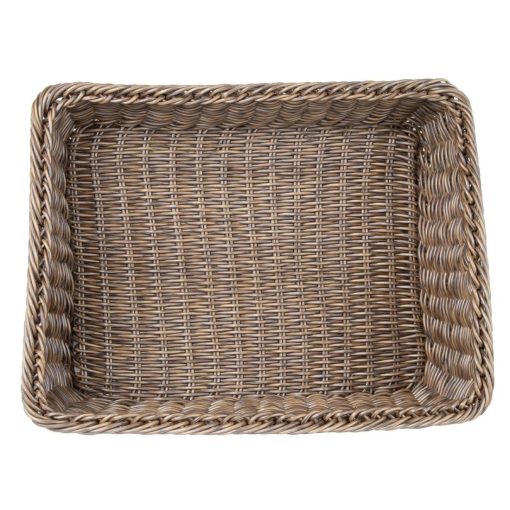 Olympia Polywicker Rectangular Display Basket Dark Brown 525x385mm (JA363)