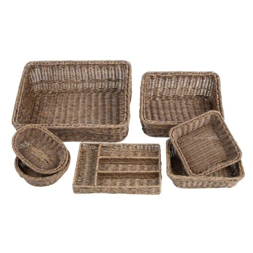 Olympia Polywicker Rectangular Display Basket Dark Brown 525x385mm (JA363)