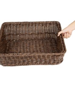 Olympia Polywicker Rectangular Display Basket Dark Brown 525x385mm (JA363)
