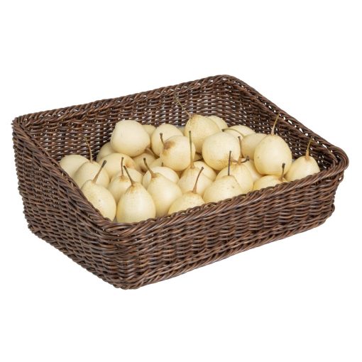 Olympia Polywicker Rectangular Display Basket Dark Brown 525x385mm (JA363)