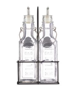 Kilner Oil Bottles and Metal Rack 300ml 2 Pack (JA611)