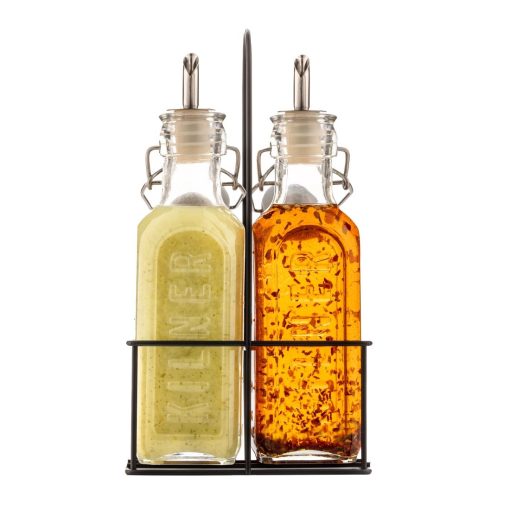 Kilner Oil Bottles and Metal Rack 300ml 2 Pack (JA611)