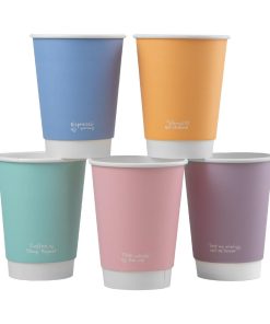 Vegware Feel Good Double Wall Hot Cups Pastel 8oz 500 Pack (JB817)
