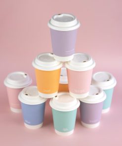 Vegware Feel Good Double Wall Pastel Hot Cups 12oz 500 Pack (JB818)