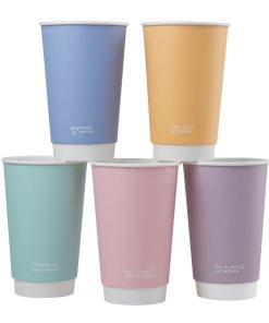 Vegware Feel Good Double Wall Pastel Hot Cups 16oz 400 Pack (JB819)