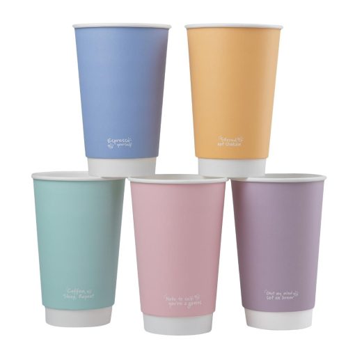 Vegware Feel Good Double Wall Pastel Hot Cups 16oz 400 Pack (JB819)
