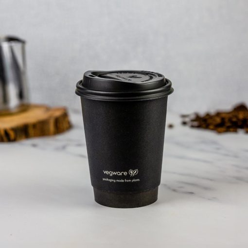 Vegware Double Wall Hot Cups Black 12oz 500 Pack (JB821)