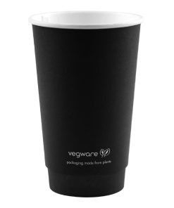 Vegware Double Wall Hot Cups Black 16oz 400 Pack (JB822)