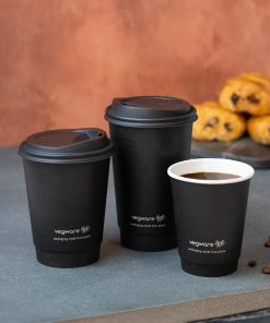 Vegware Double Wall Hot Cups Black 16oz 400 Pack (JB822)