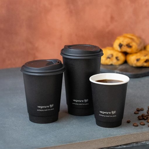 Vegware Double Wall Hot Cups Black 16oz 400 Pack (JB822)