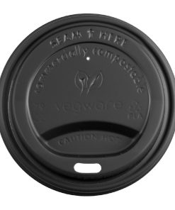 Vegware 79-Series CPLA Hot Cup Lids Black 1000 Pack (JB823)