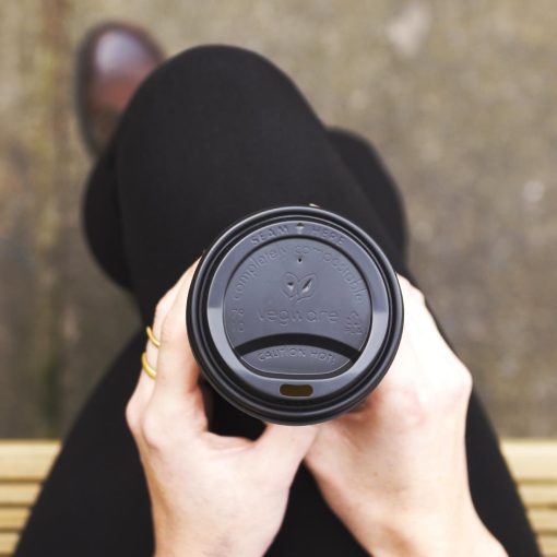 Vegware 79-Series CPLA Hot Cup Lids Black 1000 Pack (JB823)