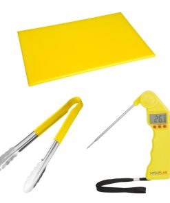 Hygiplas Colour Coded Yellow Set - Tong Chopping Board and Thermometer 3 Pack (SA790)