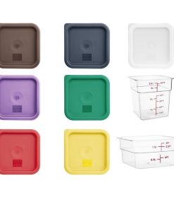 Hygiplas 1-5Ltr and 3-5Ltr Square Storage Bundle with 7 Colour Lids (SA794)