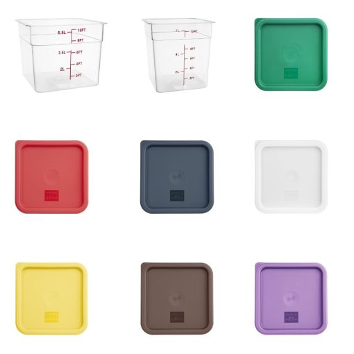 Hygiplas 5-5Ltr and 7Ltr Square Storage Bundle with 7 Colour Lids (SA795)