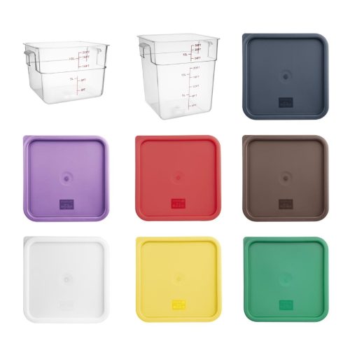 Hygiplas 10Ltr and 15Ltr Square Storage Bundle with 7 Colour Lids (SA796)