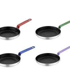 Hygiplas Aluminium Non-Stick Teflon Colour Coded Frying Pan Set 20cm Purple Handle 20cm 4 pack (SA798)
