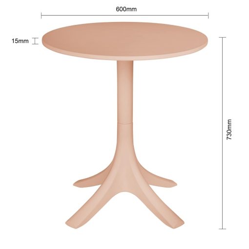 Bolero Mila 600mm Round Cafe Table - Nude Pink (SA830)