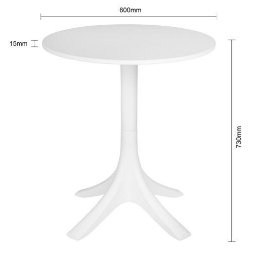 Bolero Mateo 600mm Round Cafe Table - White (SA832)