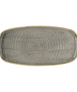 Churchill Stonecast Peppercorn Grey Chefs Walled Oblong Plate 300mm Pack of 12 (DX022)