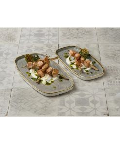 Churchill Stonecast Peppercorn Grey Chefs Walled Oblong Plate 300mm Pack of 12 (DX022)