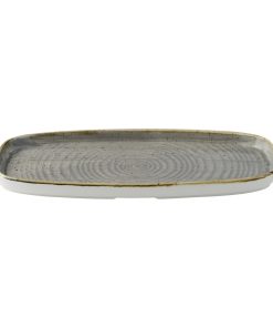 Churchill Stonecast Peppercorn Grey Chefs Walled Oblong Plate 300mm Pack of 12 (DX022)