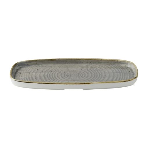 Churchill Stonecast Peppercorn Grey Chefs Walled Oblong Plate 300mm Pack of 12 (DX022)