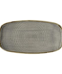 Churchill Stonecast Peppercorn Grey Chefs Walled Oblong Plate 350mm Pack of 6 (DX023)
