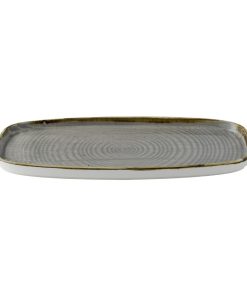 Churchill Stonecast Peppercorn Grey Chefs Walled Oblong Plate 350mm Pack of 6 (DX023)