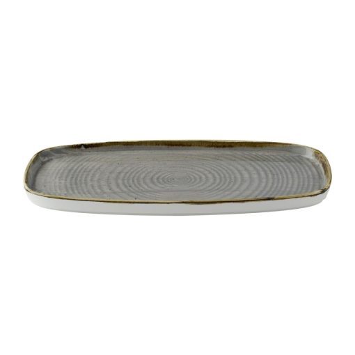 Churchill Stonecast Peppercorn Grey Chefs Walled Oblong Plate 350mm Pack of 6 (DX023)