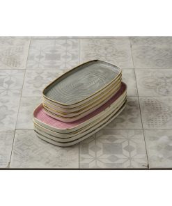 Churchill Stonecast Petal Pink Chefs Walled Oblong Plate 300mm Pack of 6 (DX024)