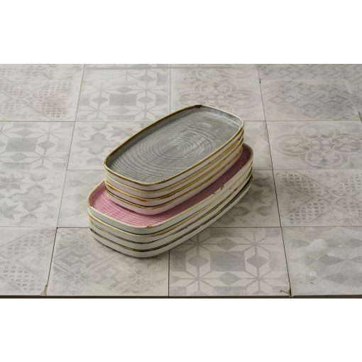 Churchill Stonecast Petal Pink Chefs Walled Oblong Plate 300mm Pack of 6 (DX024)
