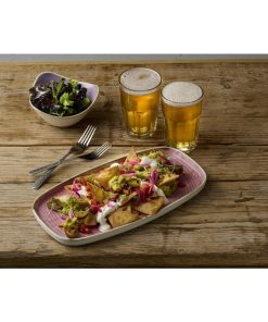 Churchill Stonecast Petal Pink Chefs Walled Oblong Plate 300mm Pack of 6 (DX024)