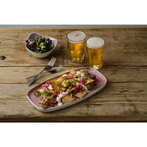 Churchill Stonecast Petal Pink Chefs Walled Oblong Plate 300mm Pack of 6 (DX024)