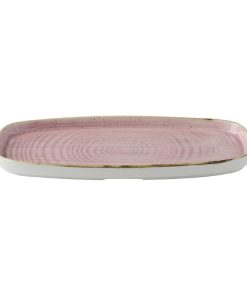 Churchill Stonecast Petal Pink Chefs Walled Oblong Plate 300mm Pack of 6 (DX024)