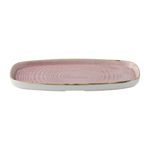 Churchill Stonecast Petal Pink Chefs Walled Oblong Plate 300mm Pack of 6 (DX024)