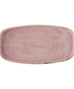 Churchill Stonecast Petal Pink Chefs Walled Oblong Plate 350mm Pack of 6 (DX025)
