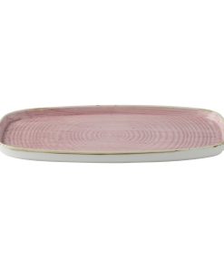 Churchill Stonecast Petal Pink Chefs Walled Oblong Plate 350mm Pack of 6 (DX025)