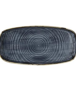 Churchill Stonecast Blueberry Chefs Walled Oblong Plate 300mm Pack of 6 (DX026)